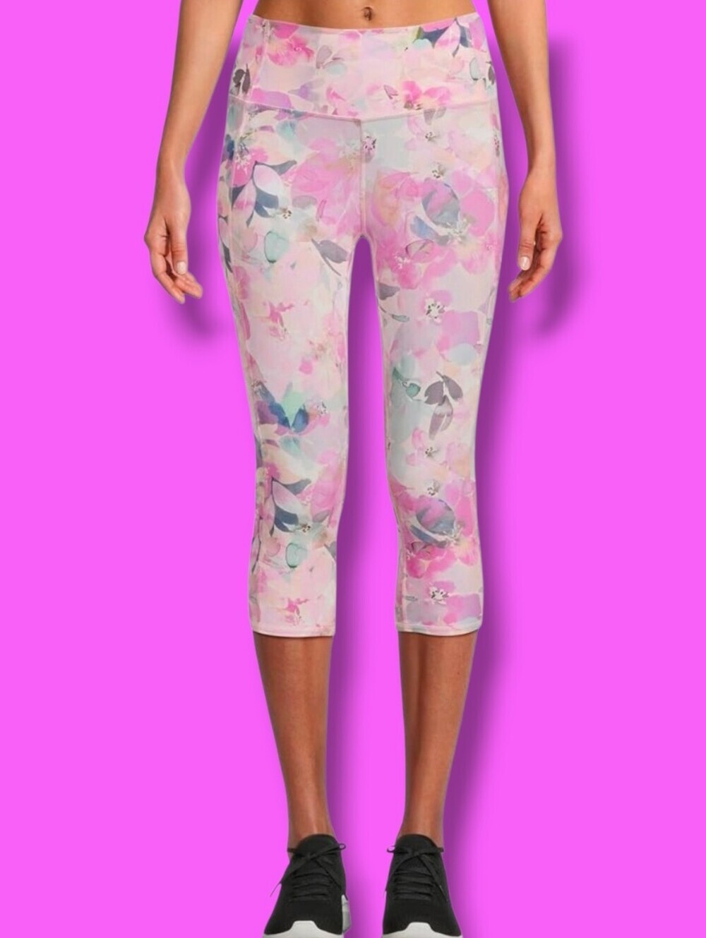 Skechers Women's Go Walk Peach Seascape Floral High Waisted Capri Leggings 3XL